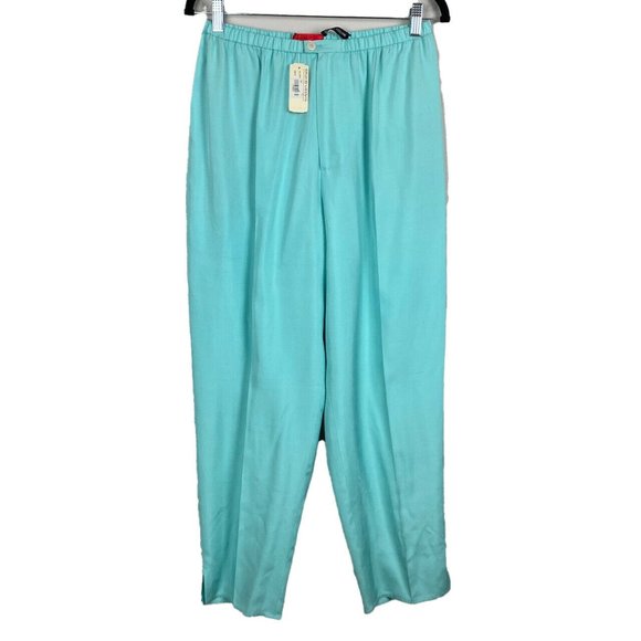SHAMASK Pants 100% Silk Womens Size 2 Blue Bergdorf Goodman Relaxed - Picture 1 of 9